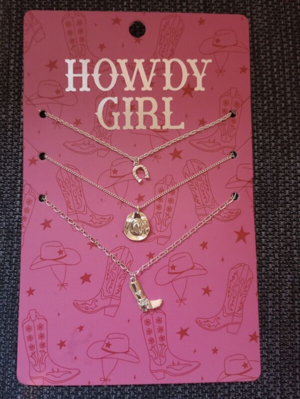 NEU mit Verpackung - Mädchen Halsketten: Stiefel, Hut, Hufeisen (3 Stück)