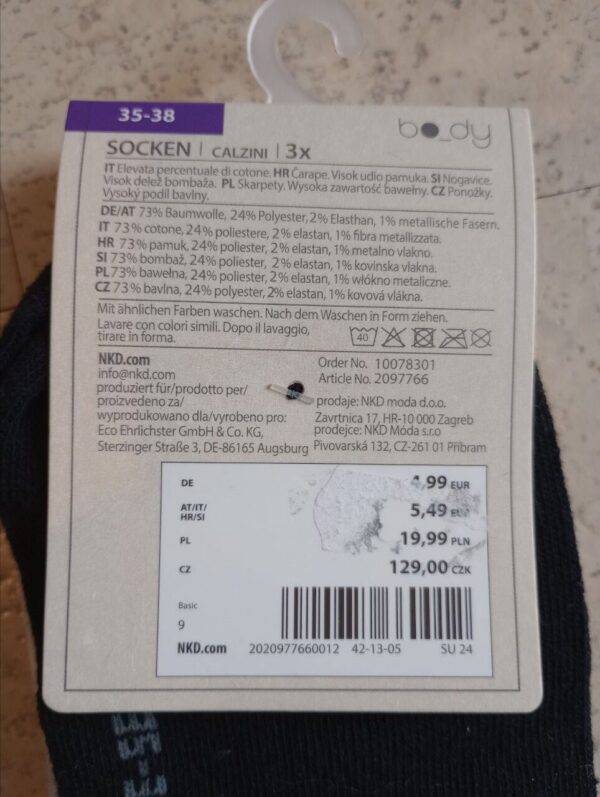 NEU mit Etikett - 3 Paar Socken in 3 Farben (73% Baumwolle) Gr. 35-38