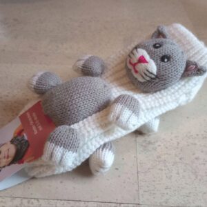 NEU mit Etikett - weiße Kinder Socken mit 3D Motiv Katze Gr. 35-38 (mit Anti-Rutsch-Noppen)