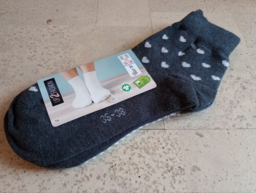 NEU mit Etikett - Graue Damensöckchen 2 Paar (87% Baumwolle) Gr. 35-38