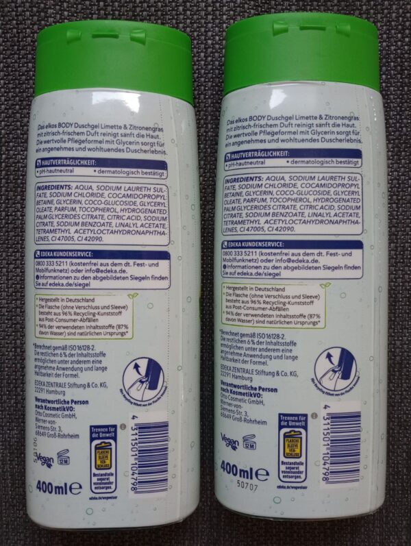 NEU ungeöffnet 2x elkos Body Duschgel Limette Zitronengras 400ml