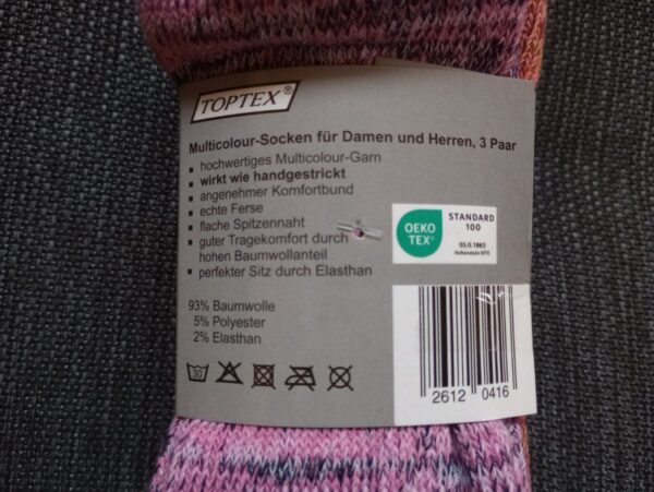 NEU - 3 Paar, Stück Multicolour Socken Gr. 39-42 (93 % Baumwolle)